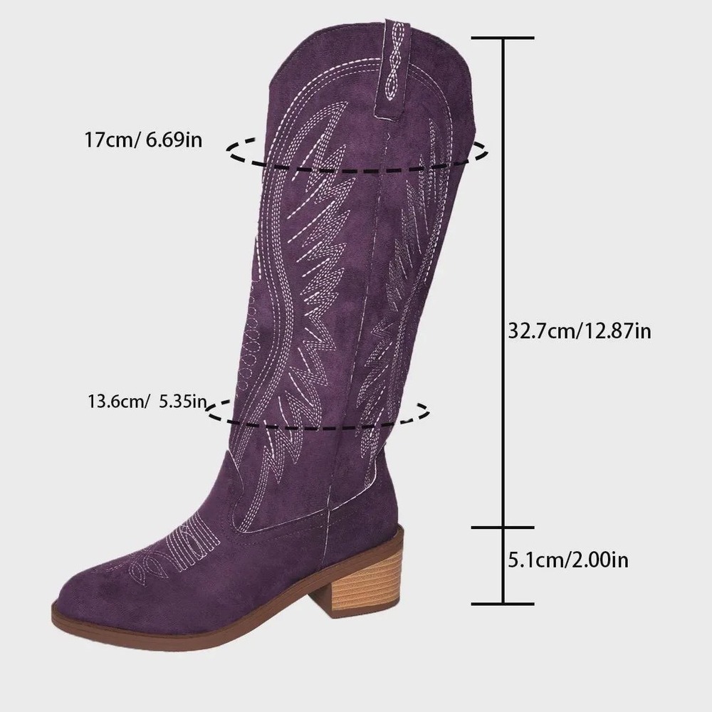 Fomoti Womens Purple Faux Suede Western Cowboy Boots Embroidered Sz 11 NEW - Picture 4 of 15